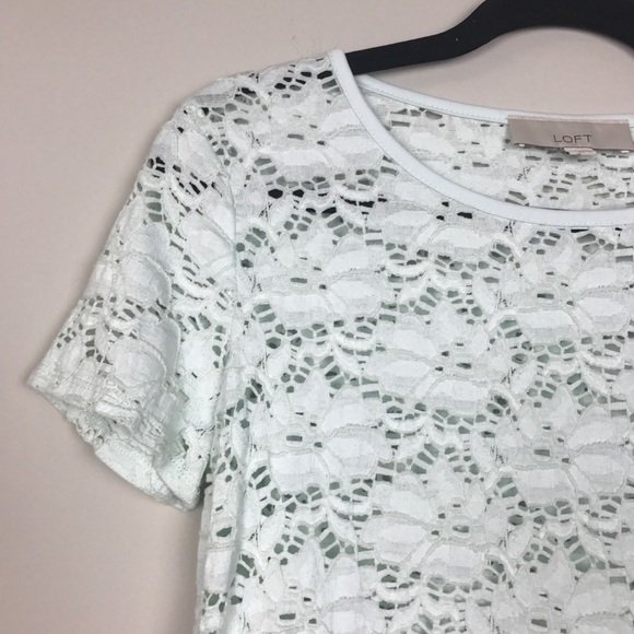 ANN TAYLOR LOFT lace knit blouse top small Sz S - Picture 3 of 8